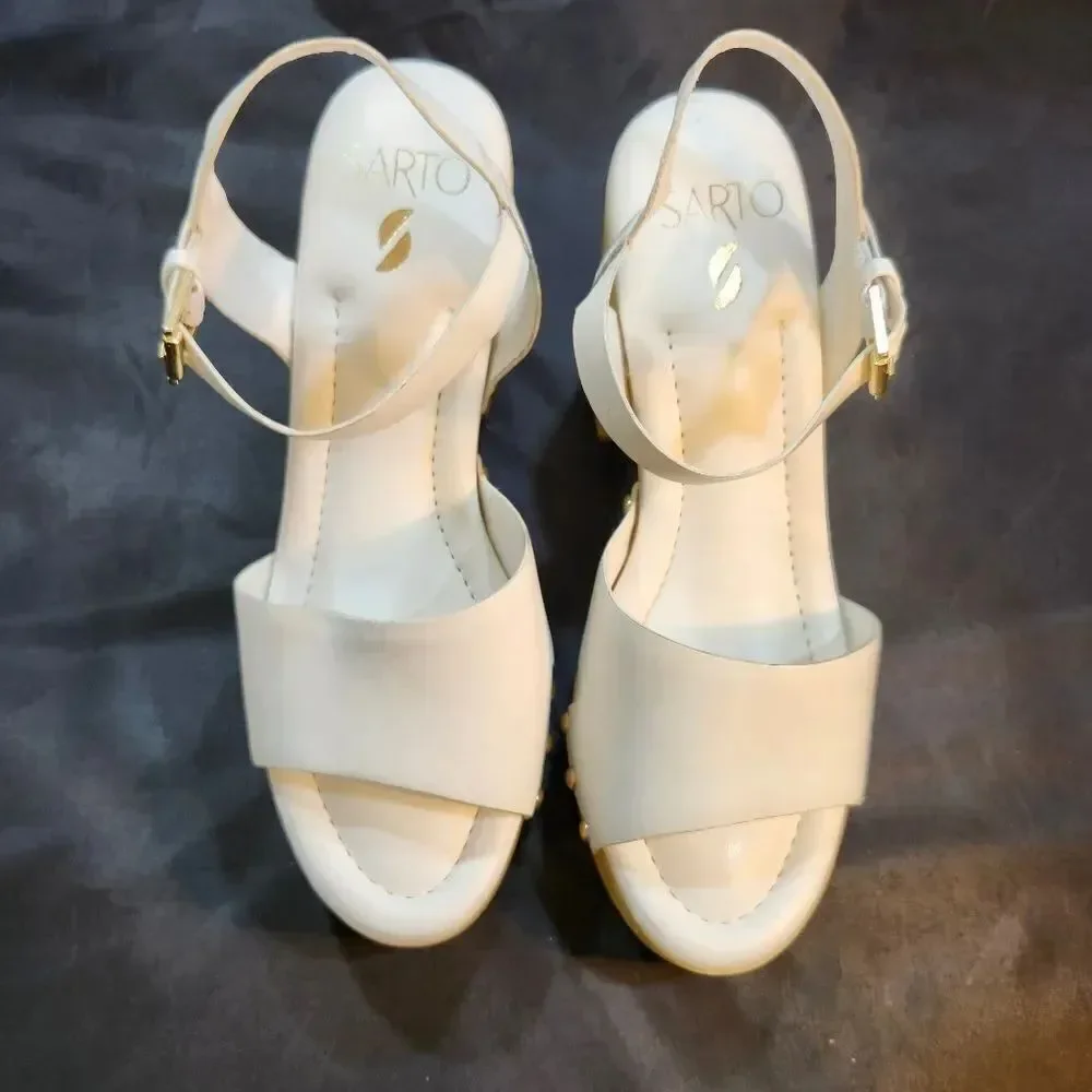 BRAND NEW SARTTO BY FRANCO SARTTO HIGH BLOCK HEEL OPEN-TOE PLATFORM SANDAL